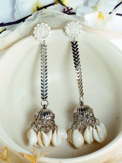 Flower with Shells Jhumki