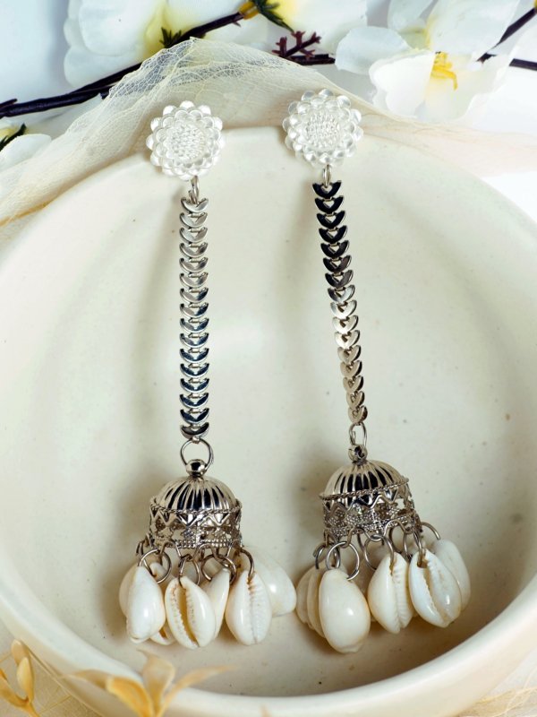 Flower with Shells Jhumki