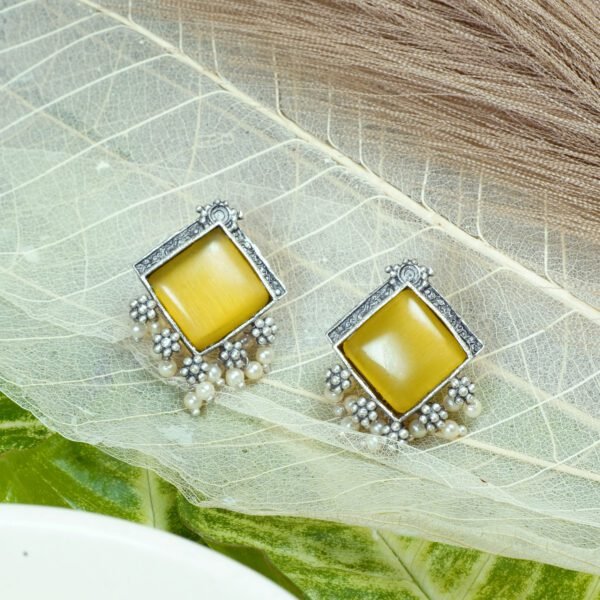 Yellow Square Studs