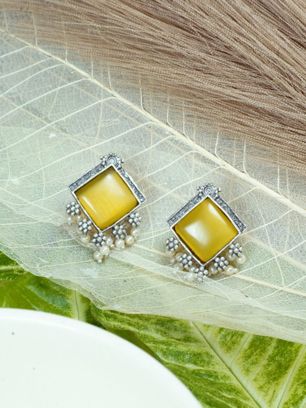 Yellow Square Studs
