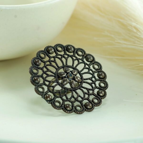 Oxidised Flower Ring