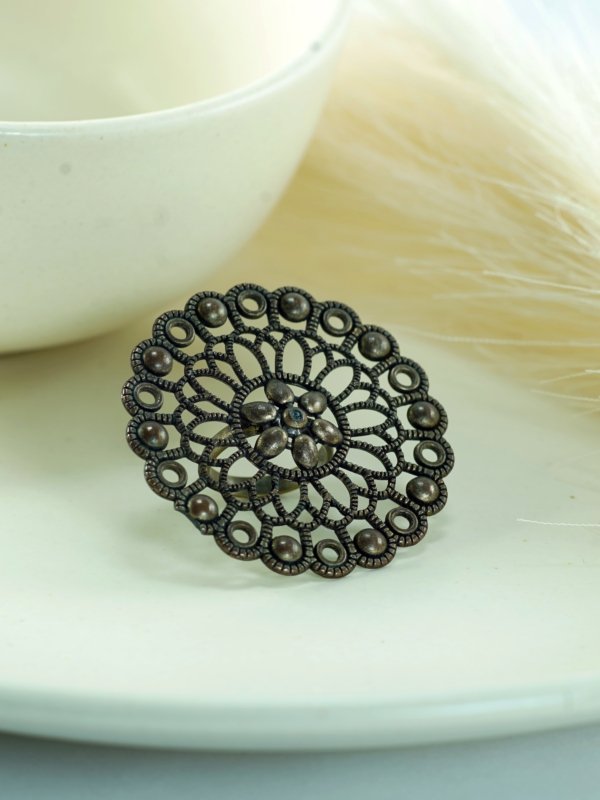 Oxidised Flower Ring