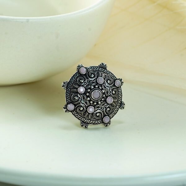 Oxidised Flower Bloom Ring