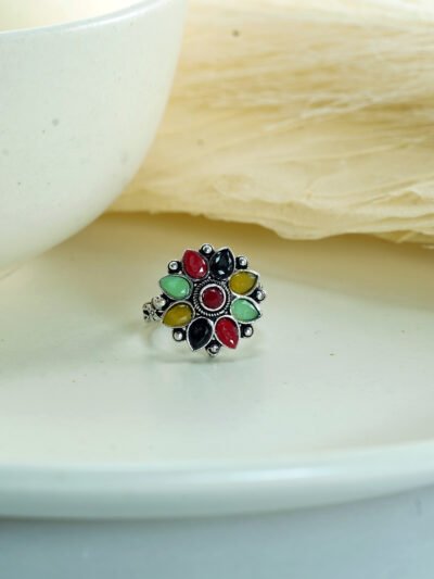 Multi-Colored Flower Ring