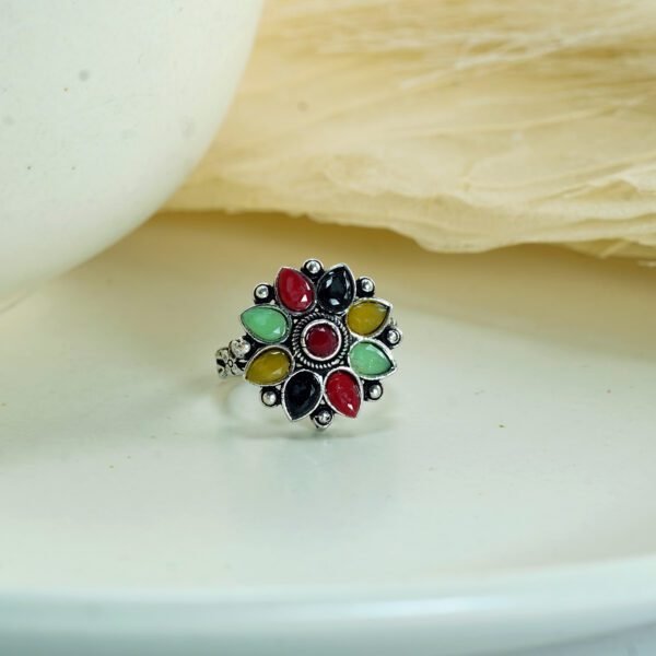 Multi-Colored Flower Ring