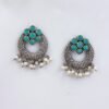 Green Monalisa stone oxidised earrings - Image 2