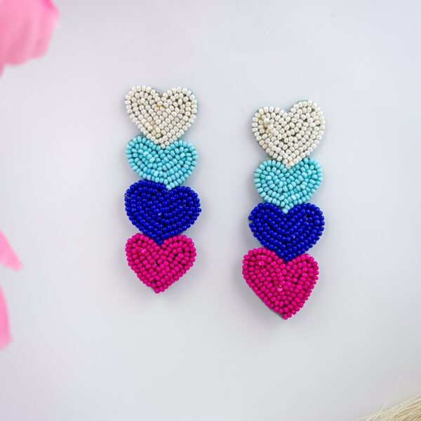 Trigya Handmade Heart Beaded Earring
