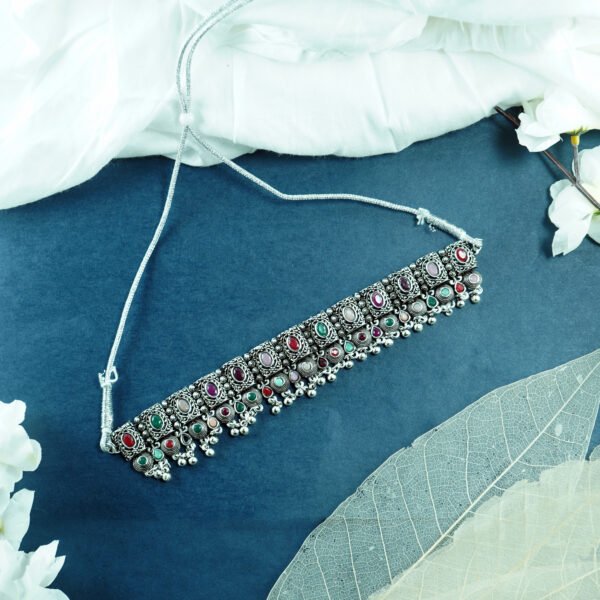Bohemian Radiance Multicolour Choker With Mangtika