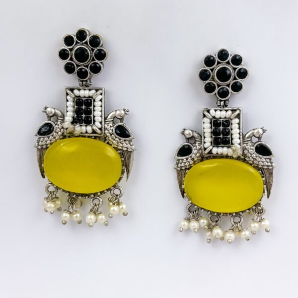 Panchi Yellow and Black Danglers